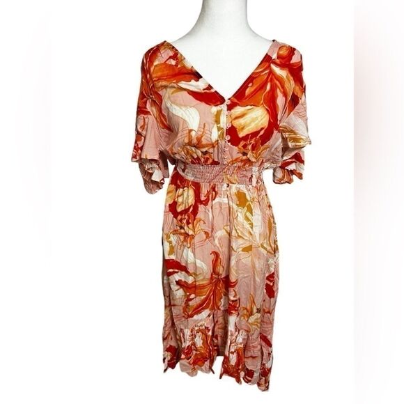 Abel the Label Flower Bomb ShirtDress Orange Pink
Floral Anthropologie Smocked m - Picture 2 of 13